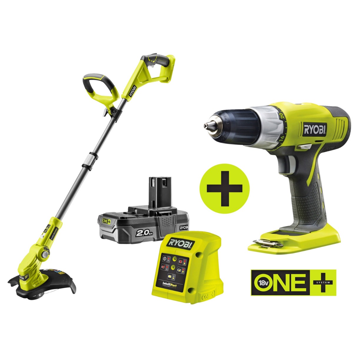 Ryobi græstrimmer+boremaskine RESTLAGER