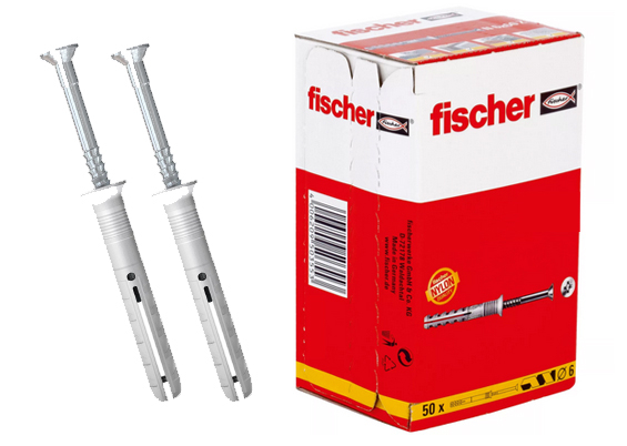 Fischer Sømplug N 5 x 50/25 S med undersænket hoved gvz - 100 stk